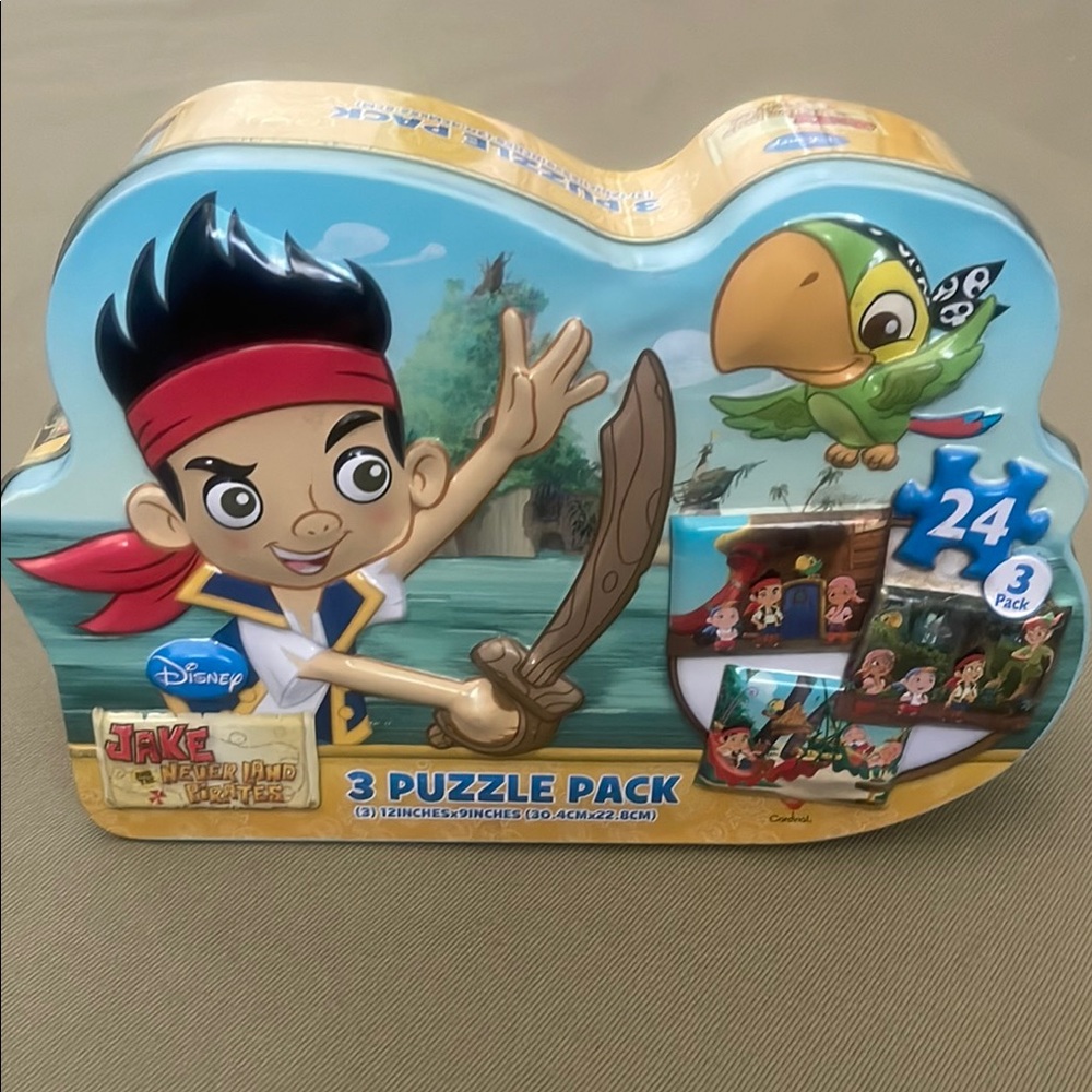Disney  METALIC BOX Jake and the Never Land Pirates 3-Piece Puzzle Pack - Blue